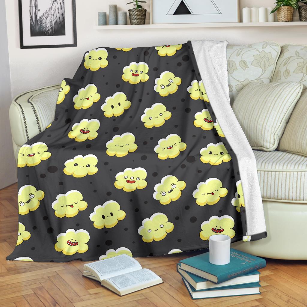 Popcorn Cartoon Pattern Print Blanket-grizzshop