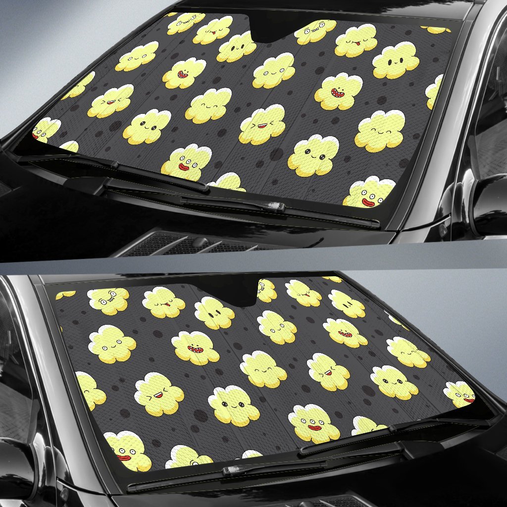 Popcorn Cartoon Pattern Print Car Sun Shade-grizzshop