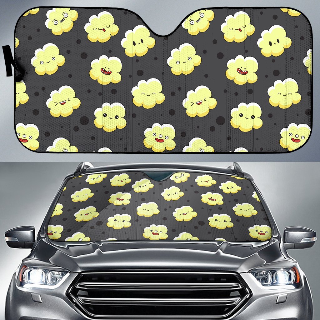 Popcorn Cartoon Pattern Print Car Sun Shade-grizzshop