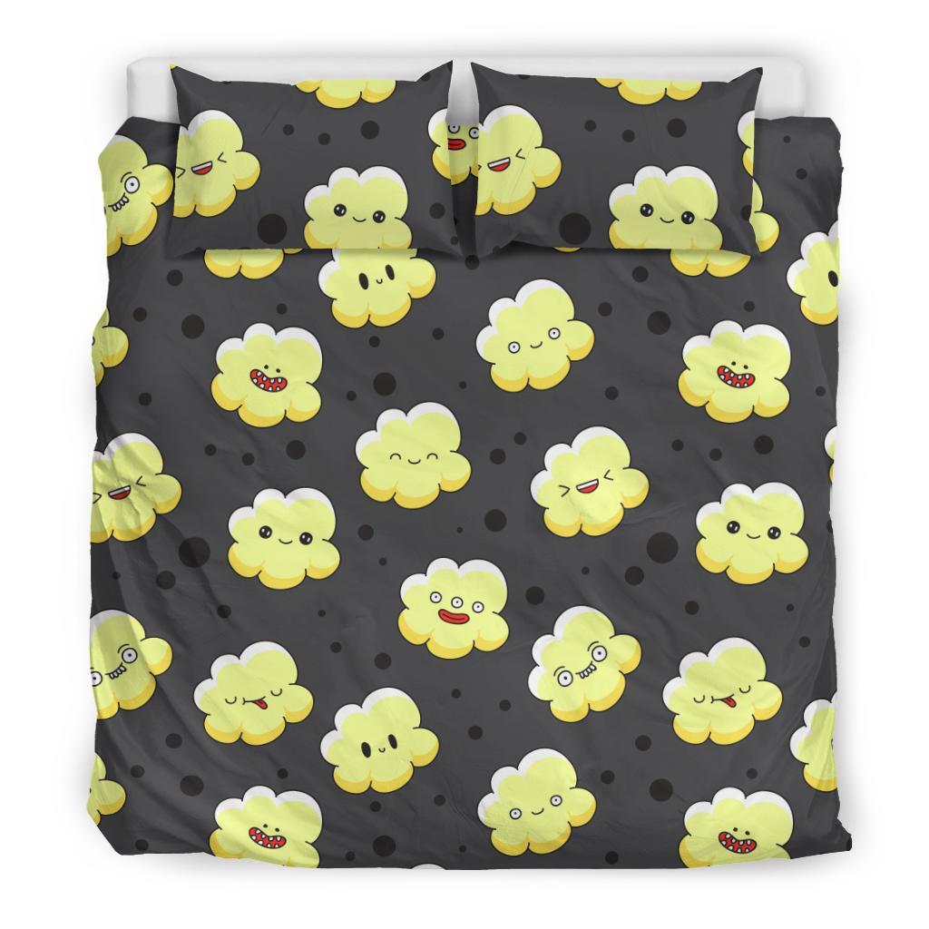 Popcorn Cartoon Pattern Print Duvet Cover Bedding Set-grizzshop