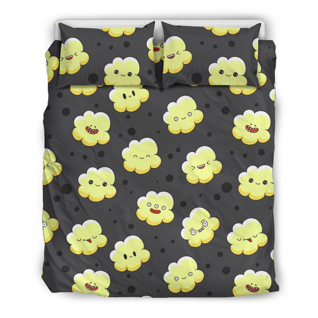 Popcorn Cartoon Pattern Print Duvet Cover Bedding Set-grizzshop