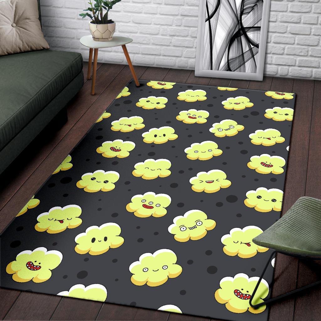 Popcorn Cartoon Pattern Print Floor Mat-grizzshop