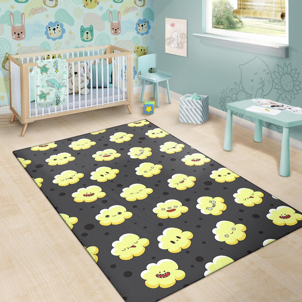 Popcorn Cartoon Pattern Print Floor Mat-grizzshop