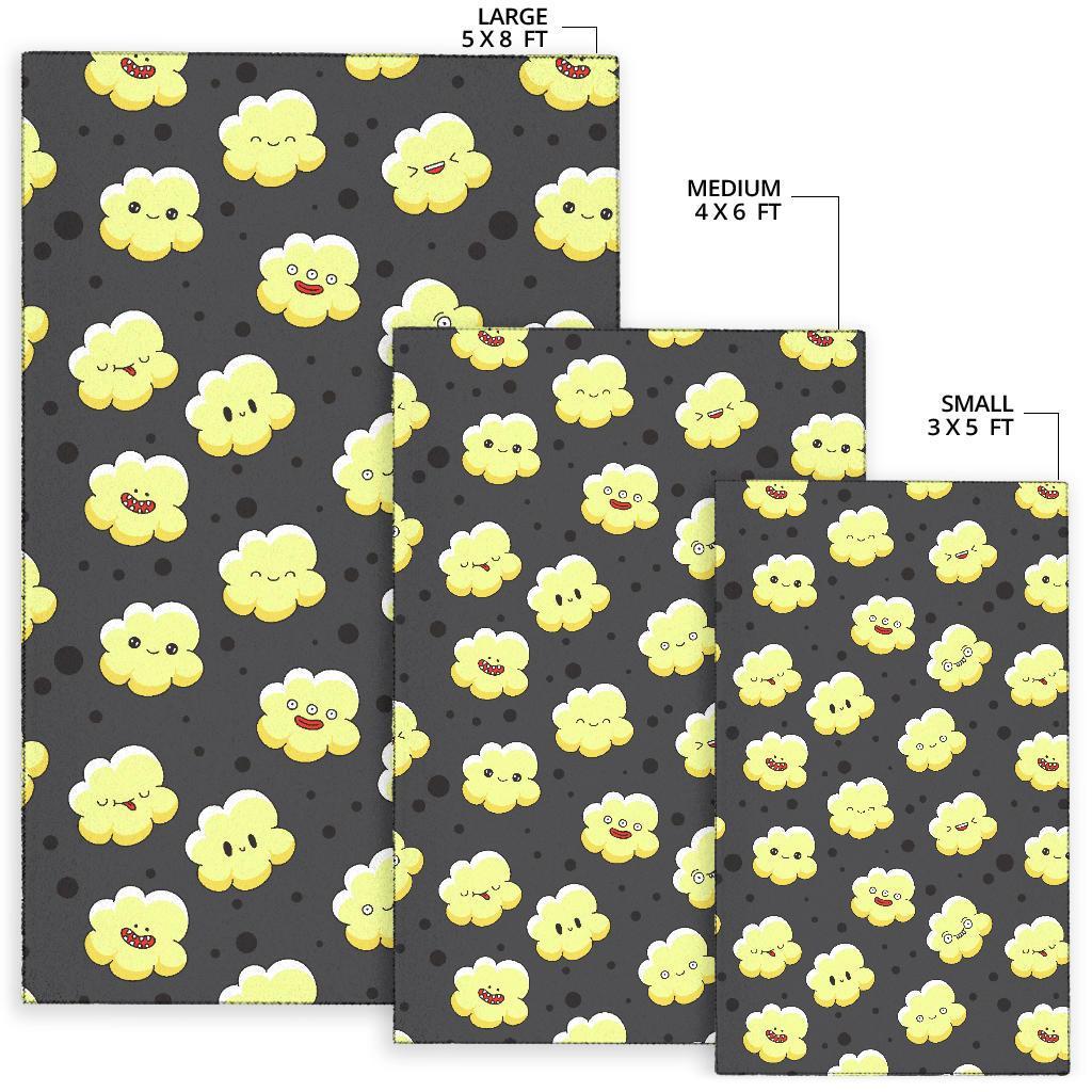 Popcorn Cartoon Pattern Print Floor Mat-grizzshop