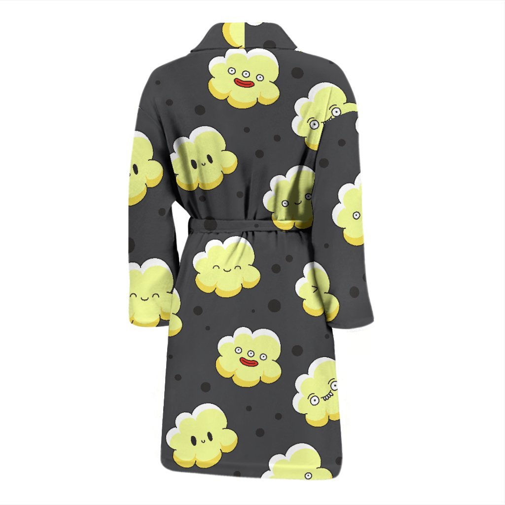 Popcorn Cartoon Pattern Print Men Long Robe-grizzshop