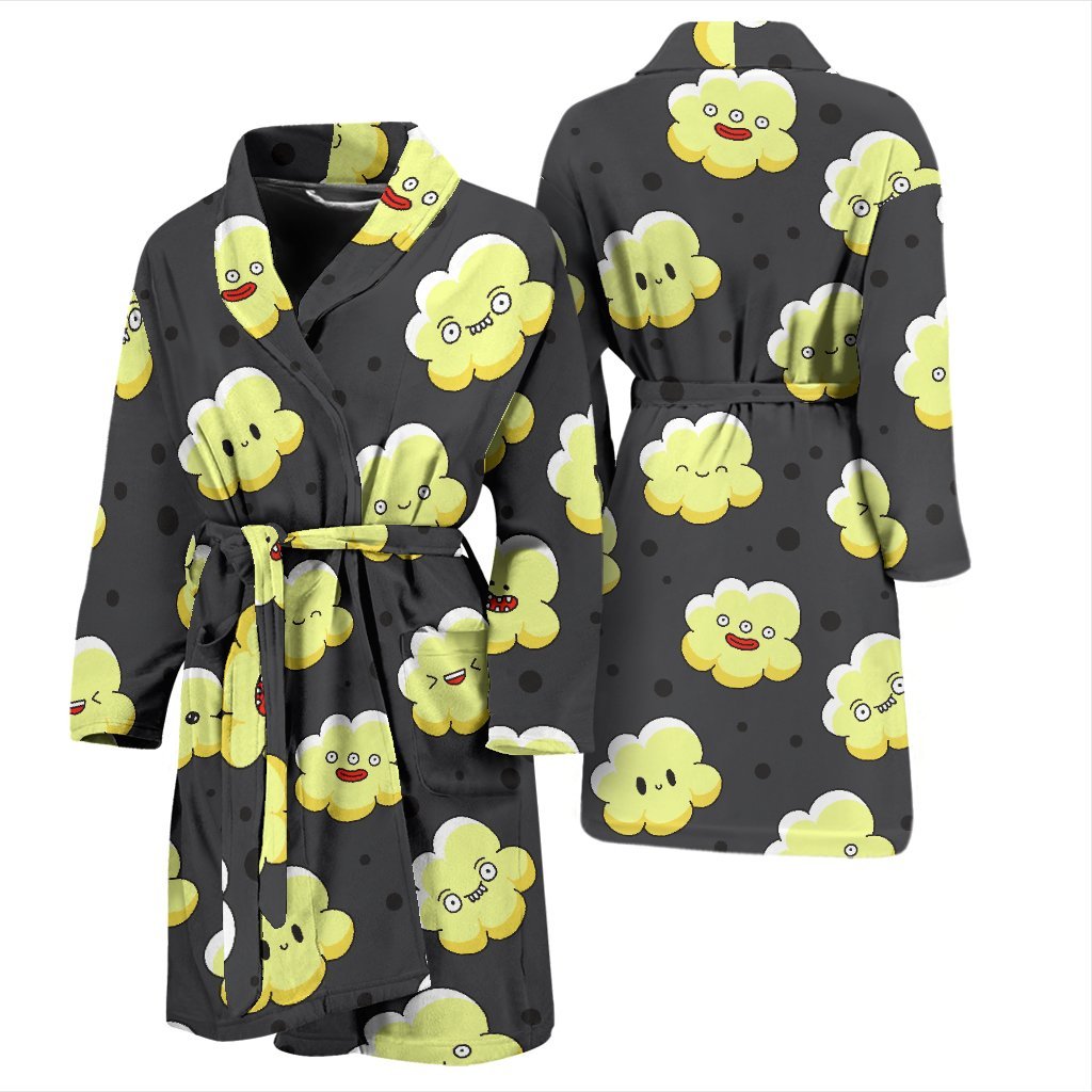 Popcorn Cartoon Pattern Print Men Long Robe-grizzshop