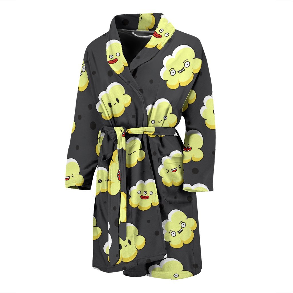 Popcorn Cartoon Pattern Print Men Long Robe-grizzshop