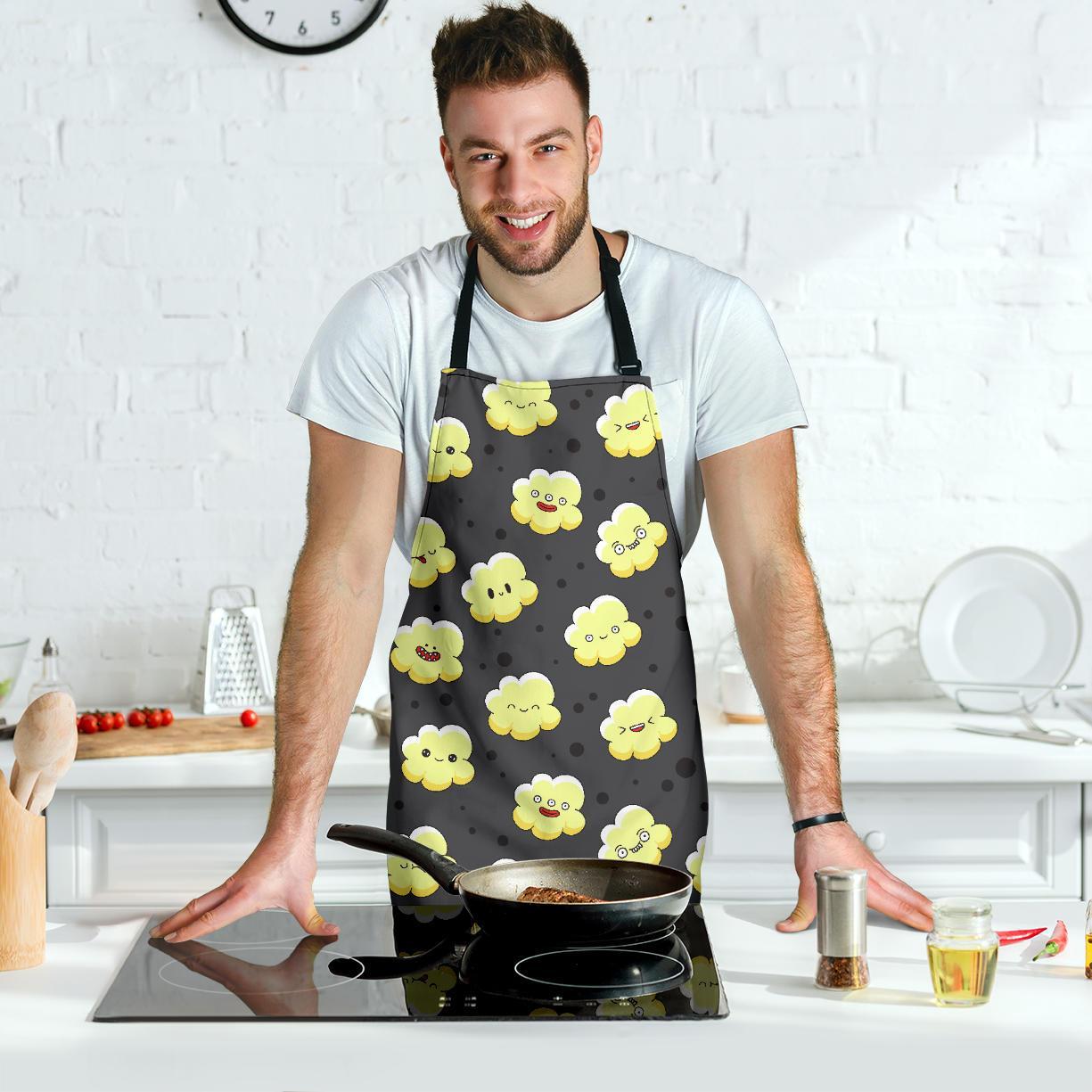 Popcorn Cartoon Pattern Print Men's Apron-grizzshop