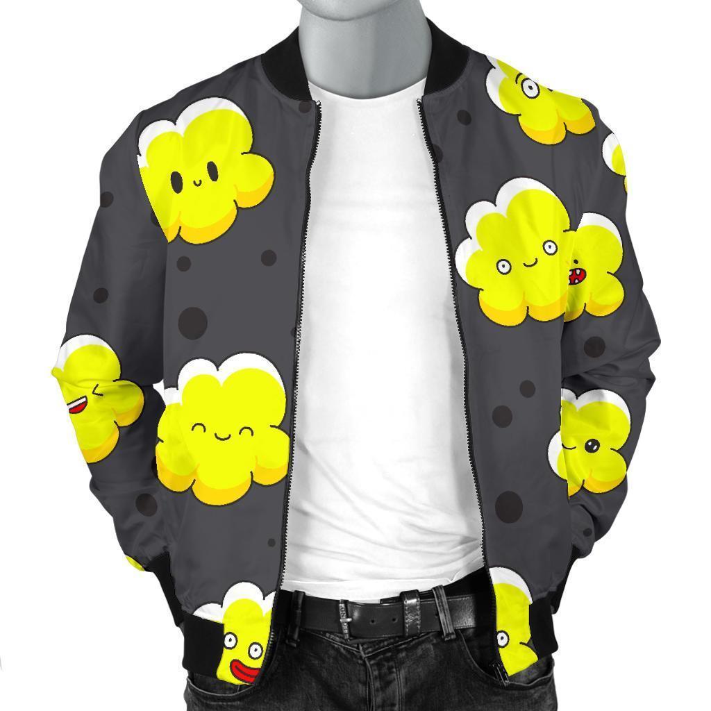 Popcorn Cartoon Pattern Print Men's Bomber Jacket-grizzshop