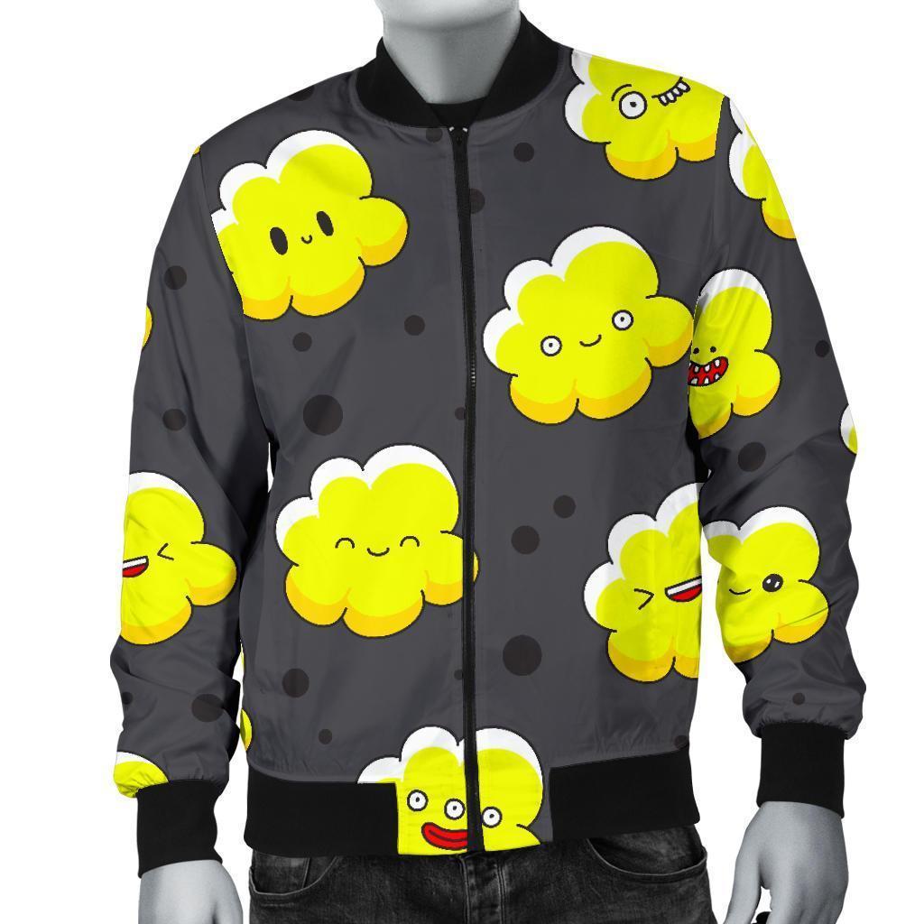 Popcorn Cartoon Pattern Print Men's Bomber Jacket-grizzshop