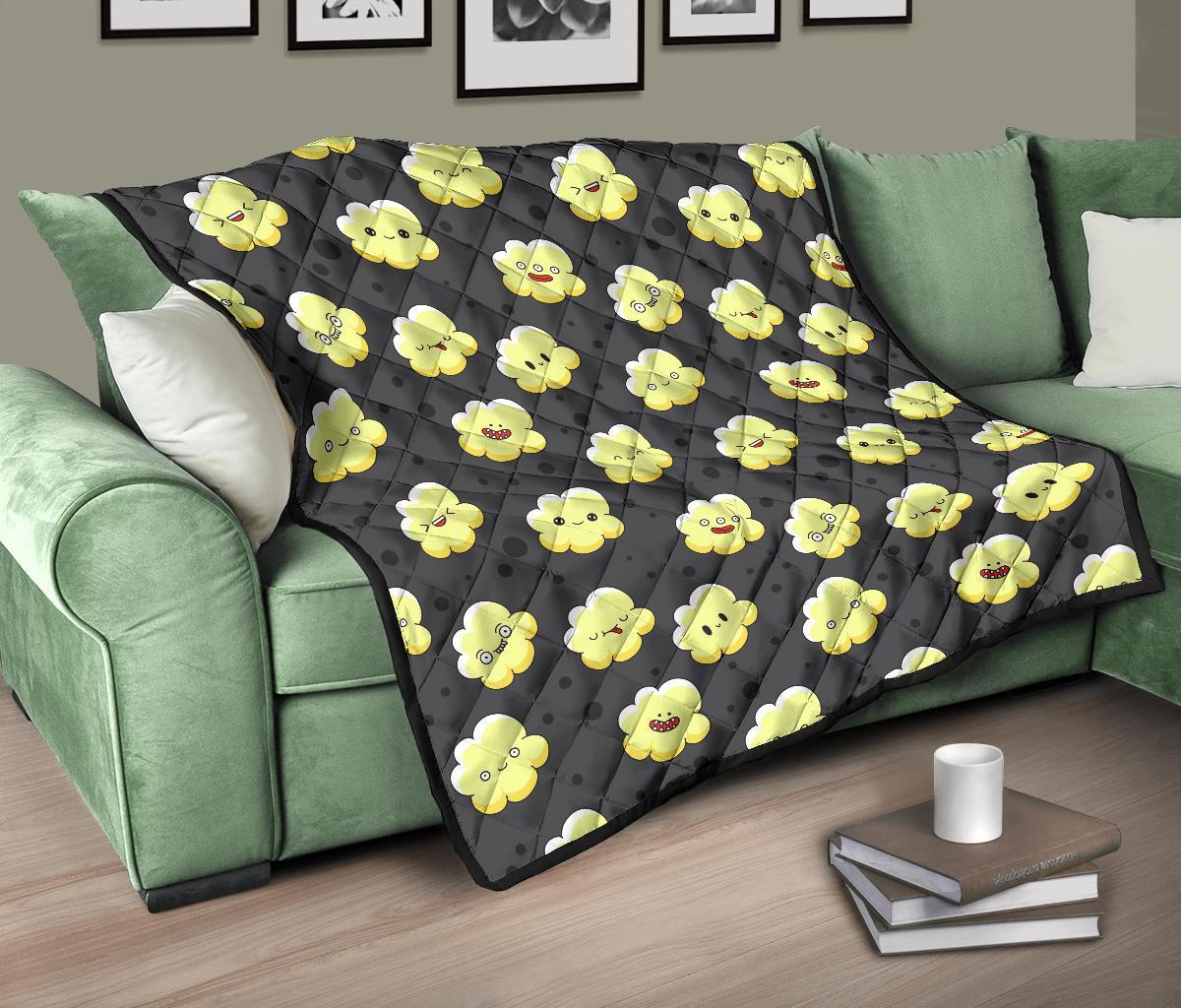 Popcorn Cartoon Pattern Print Quilt-grizzshop