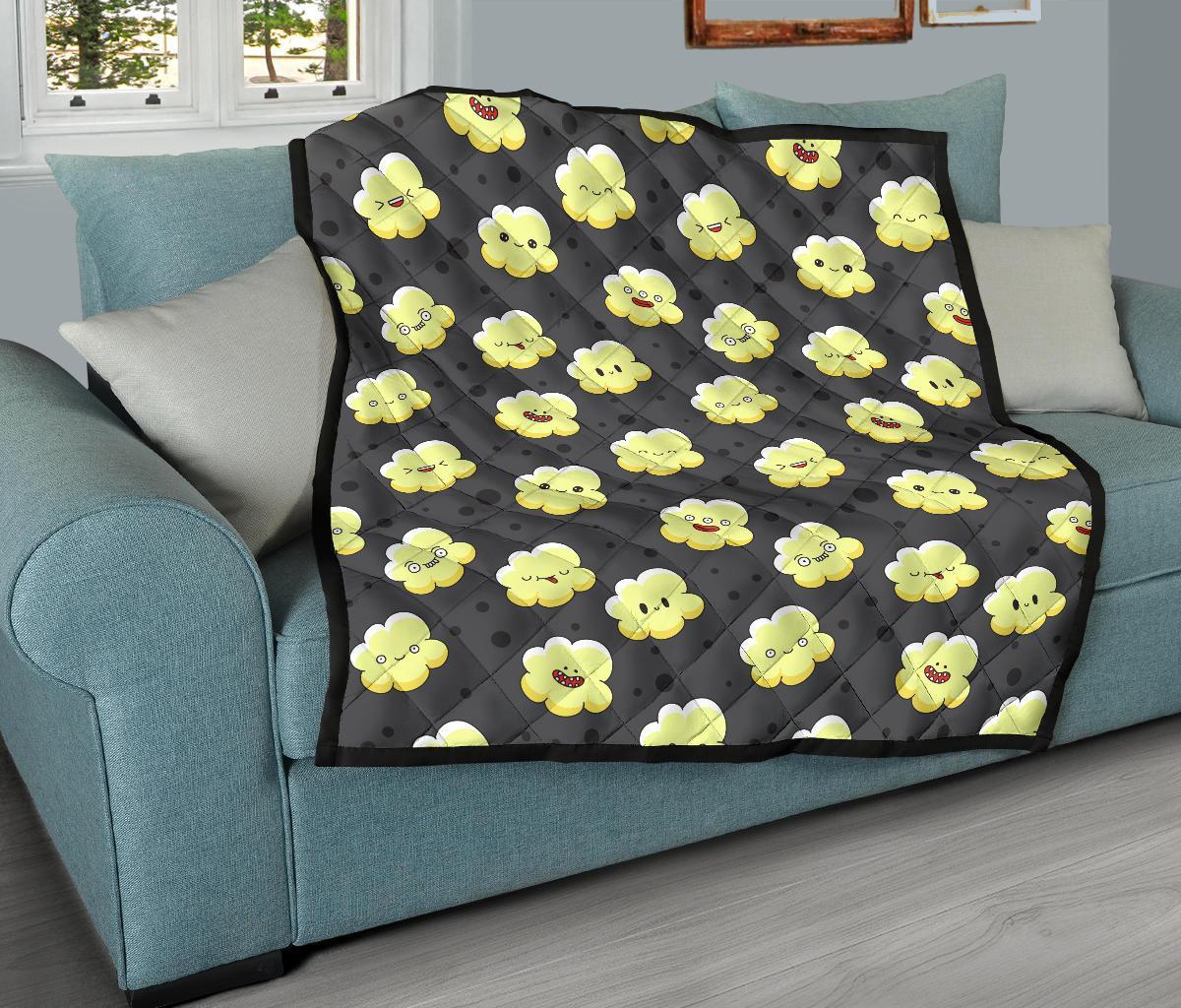 Popcorn Cartoon Pattern Print Quilt-grizzshop