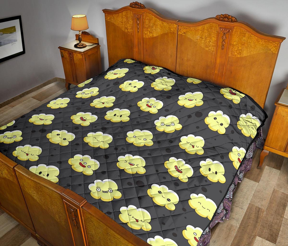 Popcorn Cartoon Pattern Print Quilt-grizzshop