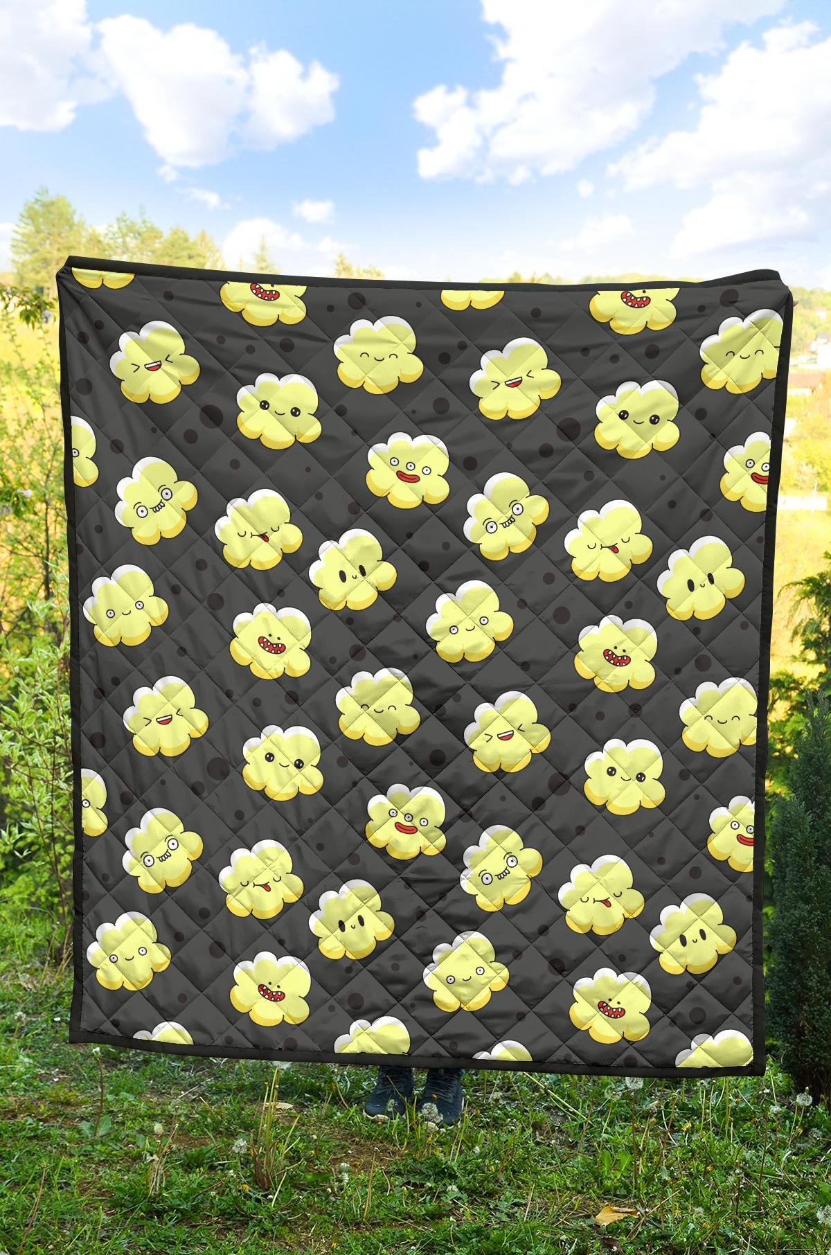 Popcorn Cartoon Pattern Print Quilt-grizzshop