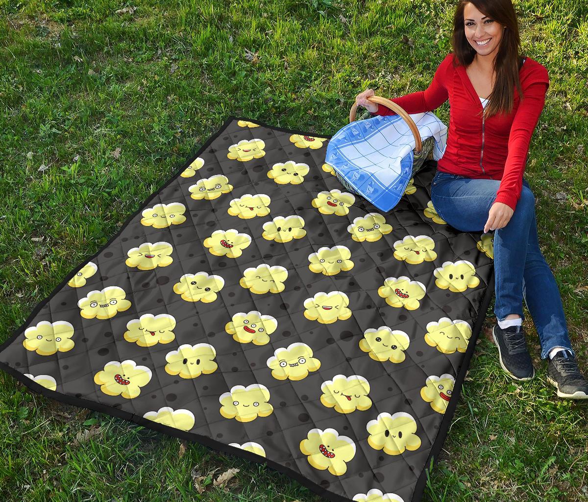 Popcorn Cartoon Pattern Print Quilt-grizzshop