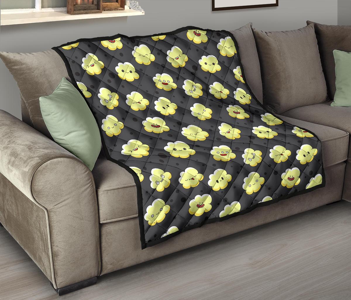 Popcorn Cartoon Pattern Print Quilt-grizzshop