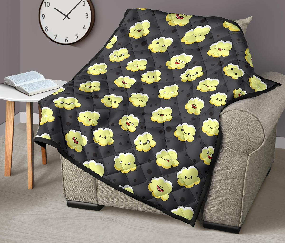 Popcorn Cartoon Pattern Print Quilt-grizzshop