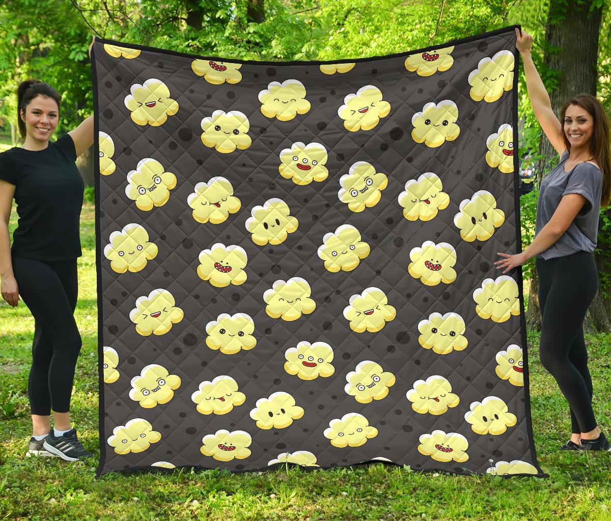 Popcorn Cartoon Pattern Print Quilt-grizzshop