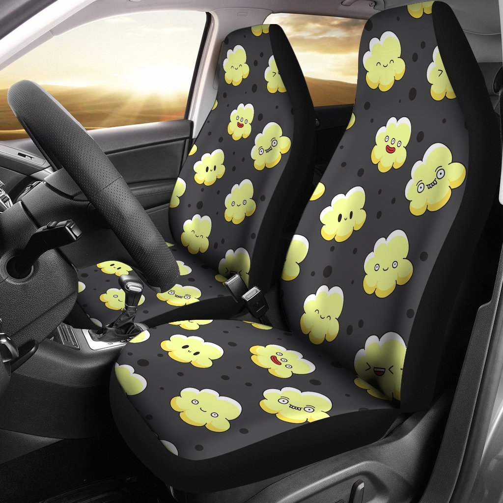 Popcorn Cartoon Pattern Print Universal Fit Car Seat Covers-grizzshop