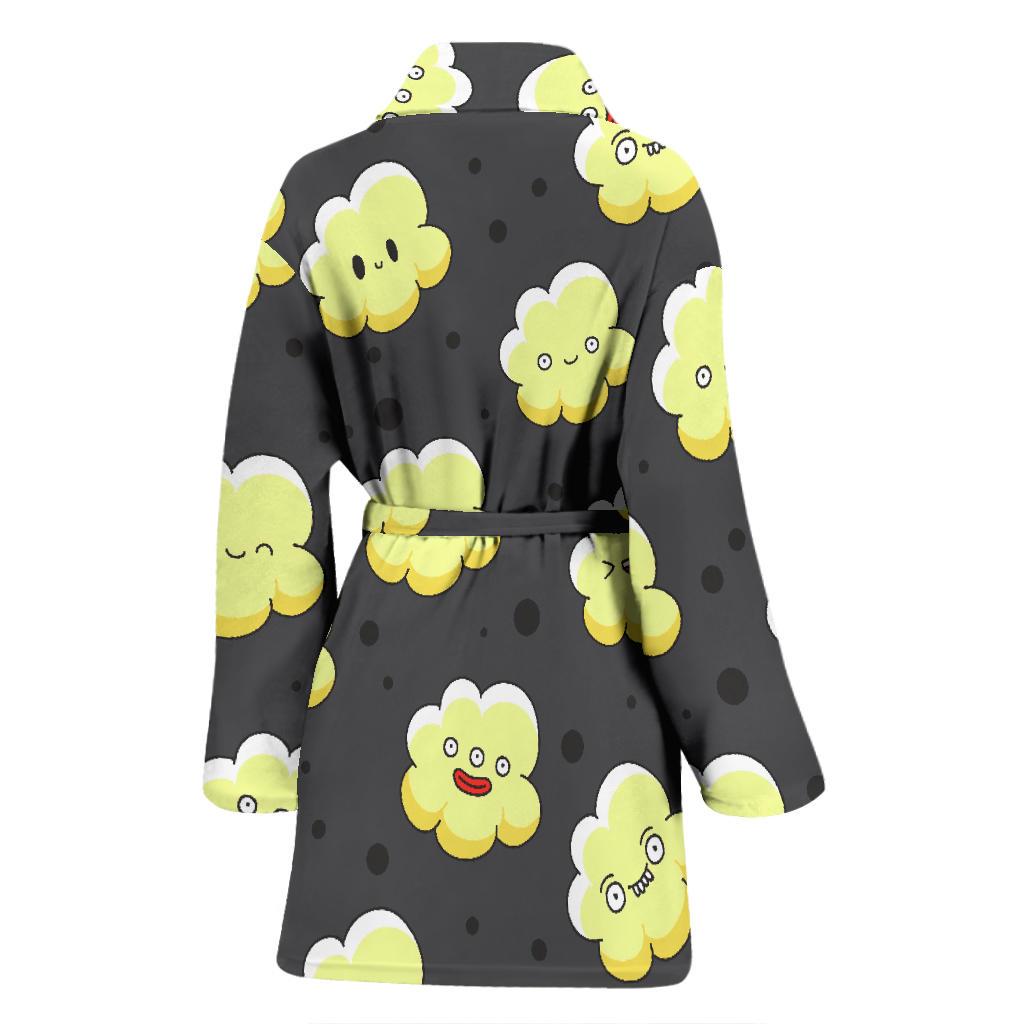 Popcorn Cartoon Pattern Print Women Long Robe-grizzshop