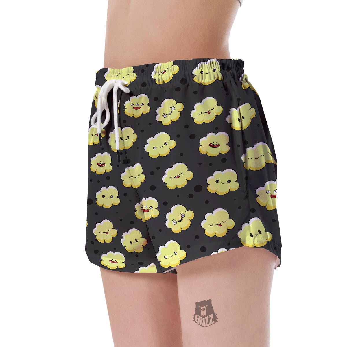 Popcorn Cartoon Pattern Print Women's Shorts-grizzshop