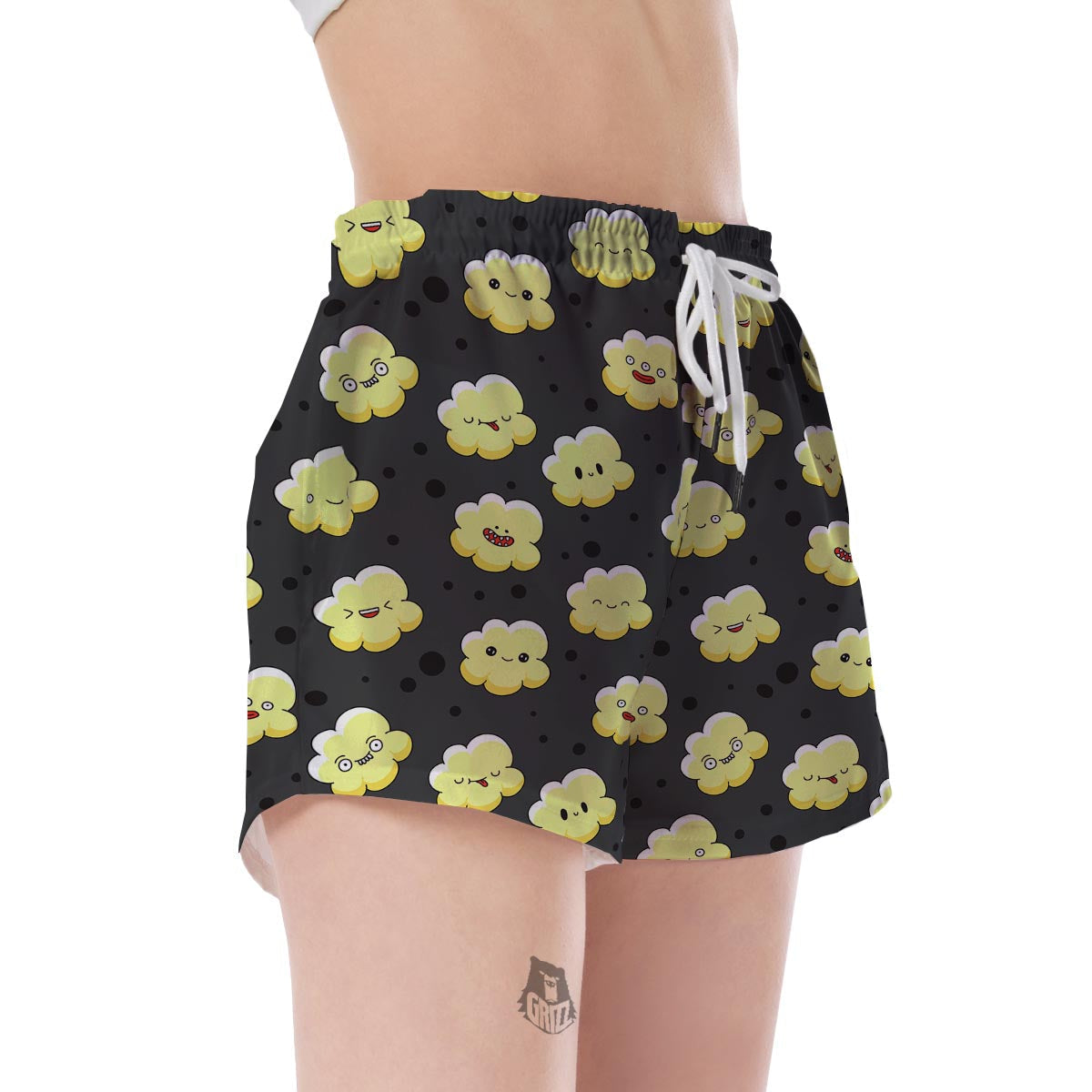 Popcorn Cartoon Pattern Print Women's Shorts-grizzshop
