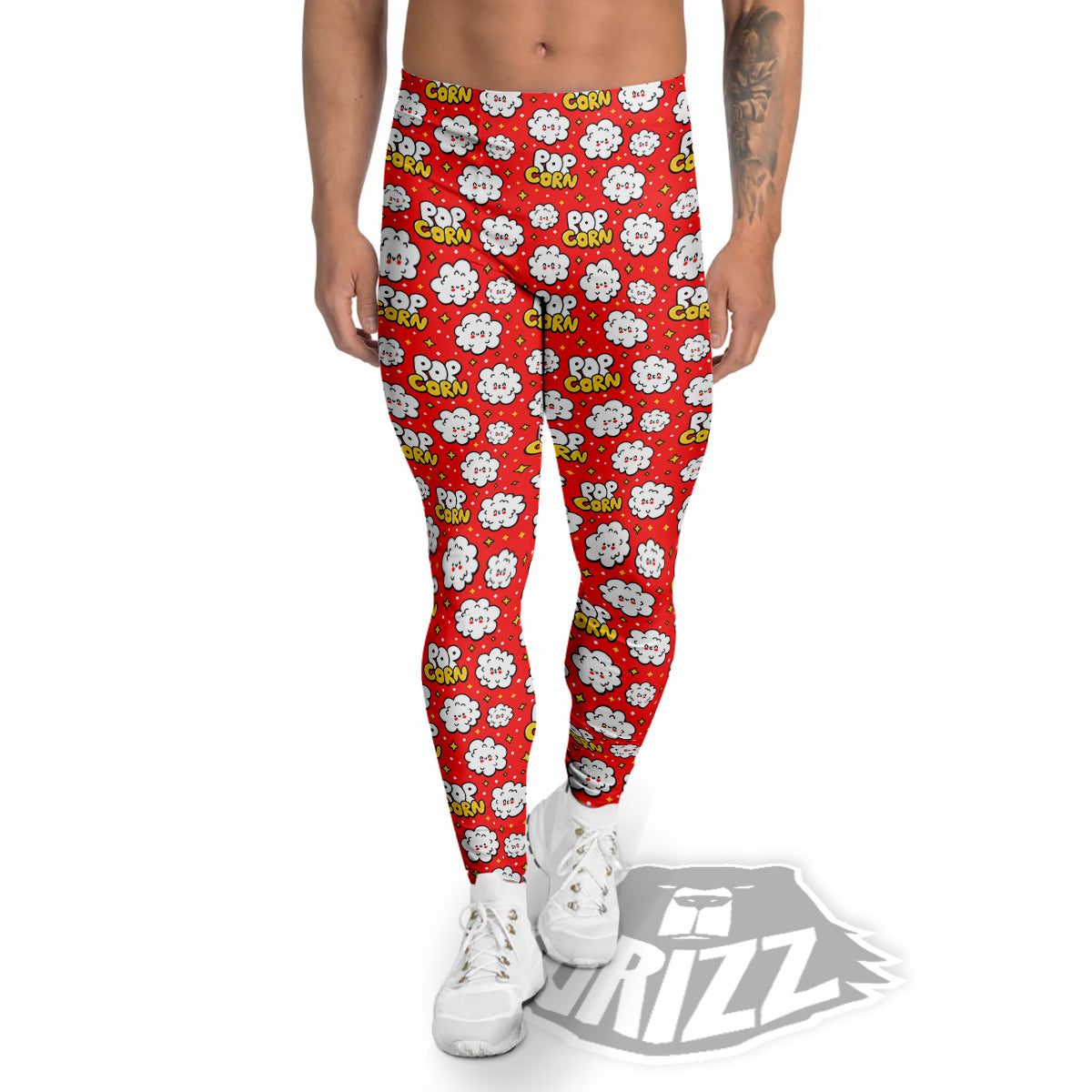 Popcorn Cute Print Pattern Men's Leggings-grizzshop