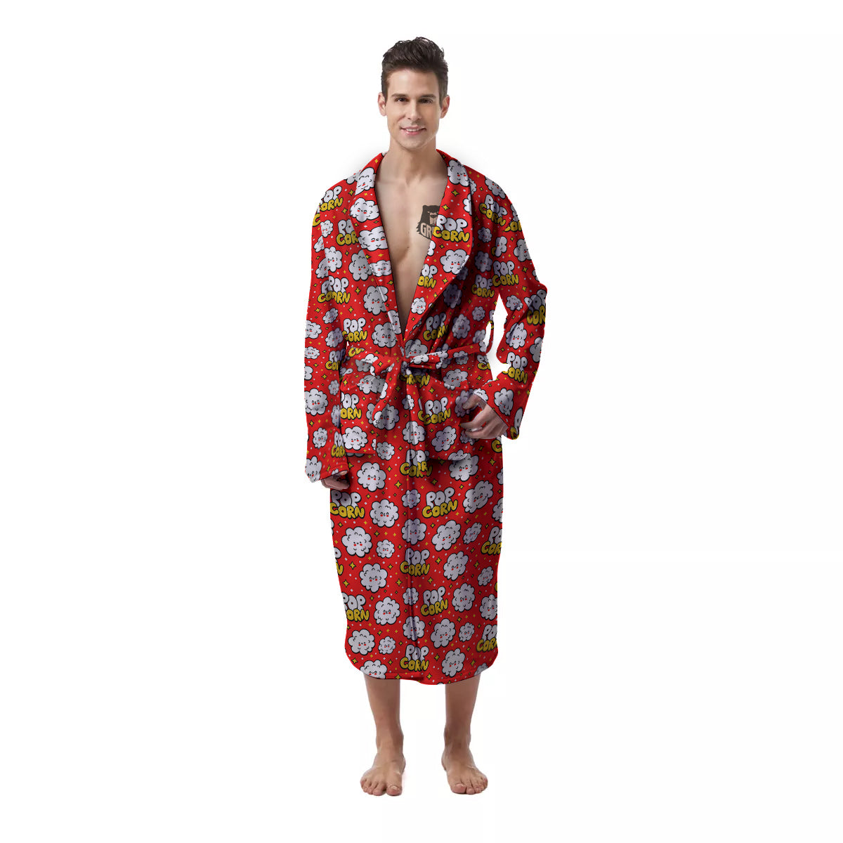 Popcorn Cute Print Pattern Men's Robe-grizzshop