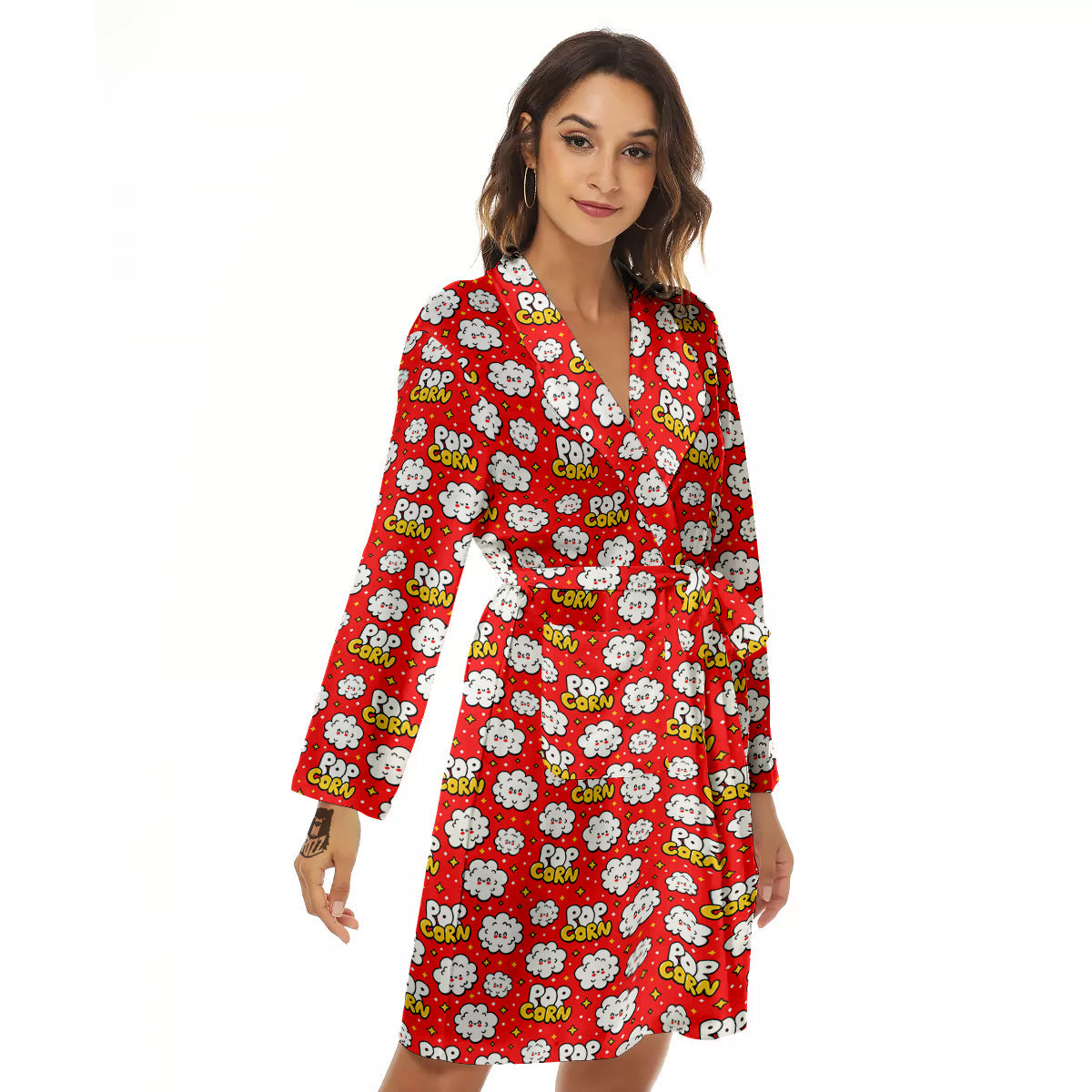 Popcorn Cute Print Pattern Women's Robe-grizzshop