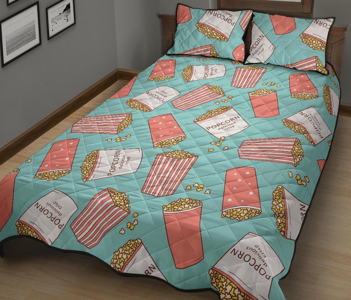 Popcorn Pastel Pattern Print Bed Set Quilt-grizzshop