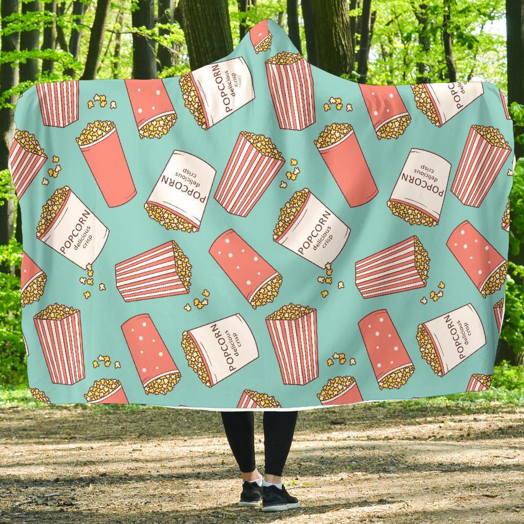Popcorn Pastel Pattern Print Hooded Blanket-grizzshop