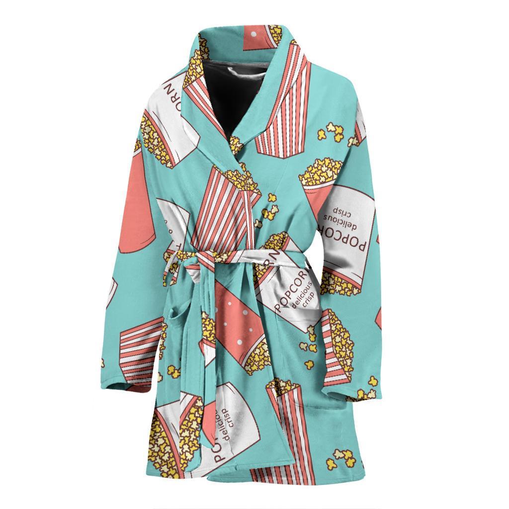 Popcorn Pastel Pattern Print Women Long Robe-grizzshop