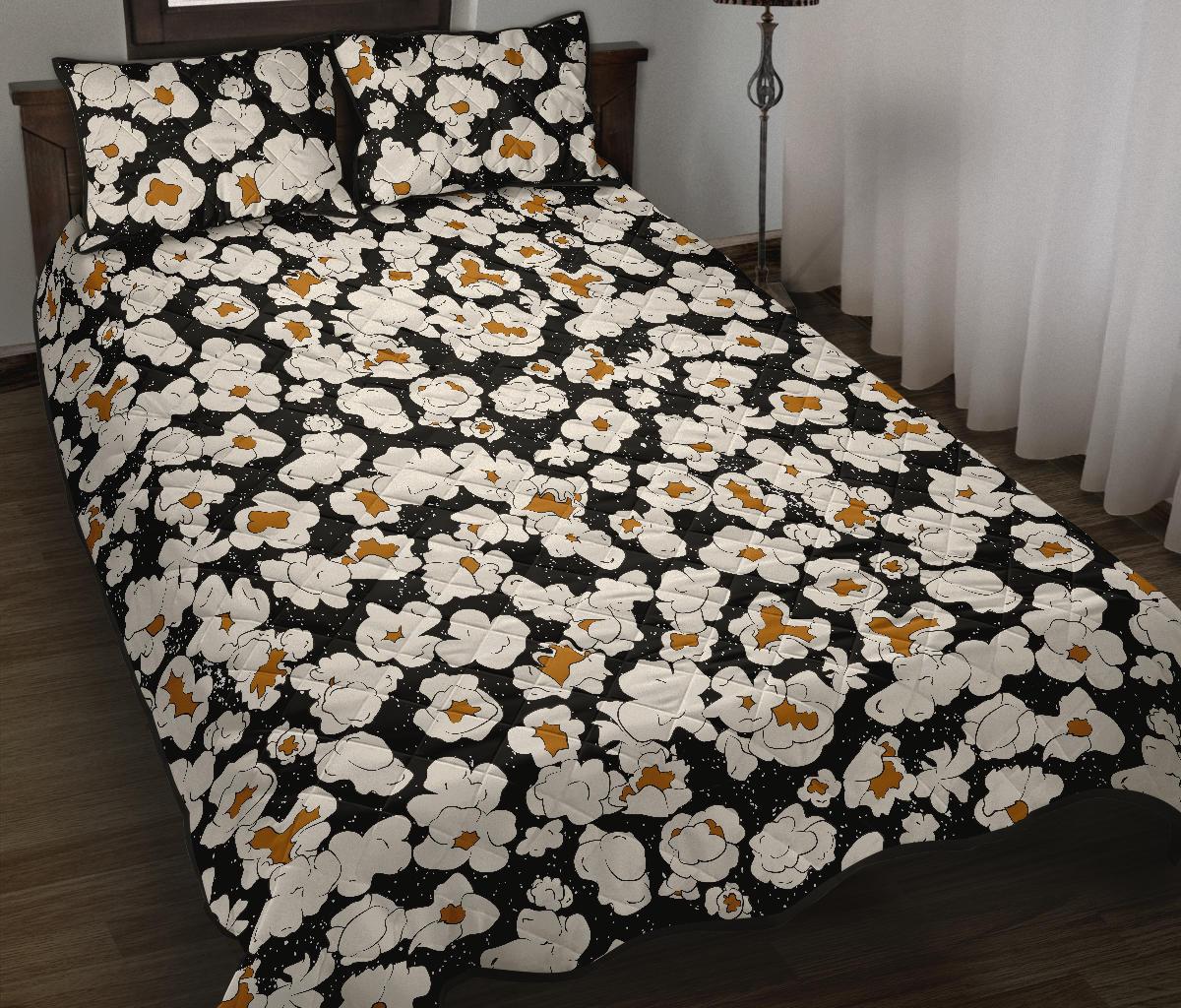 Popcorn Pattern Print Bed Set Quilt-grizzshop