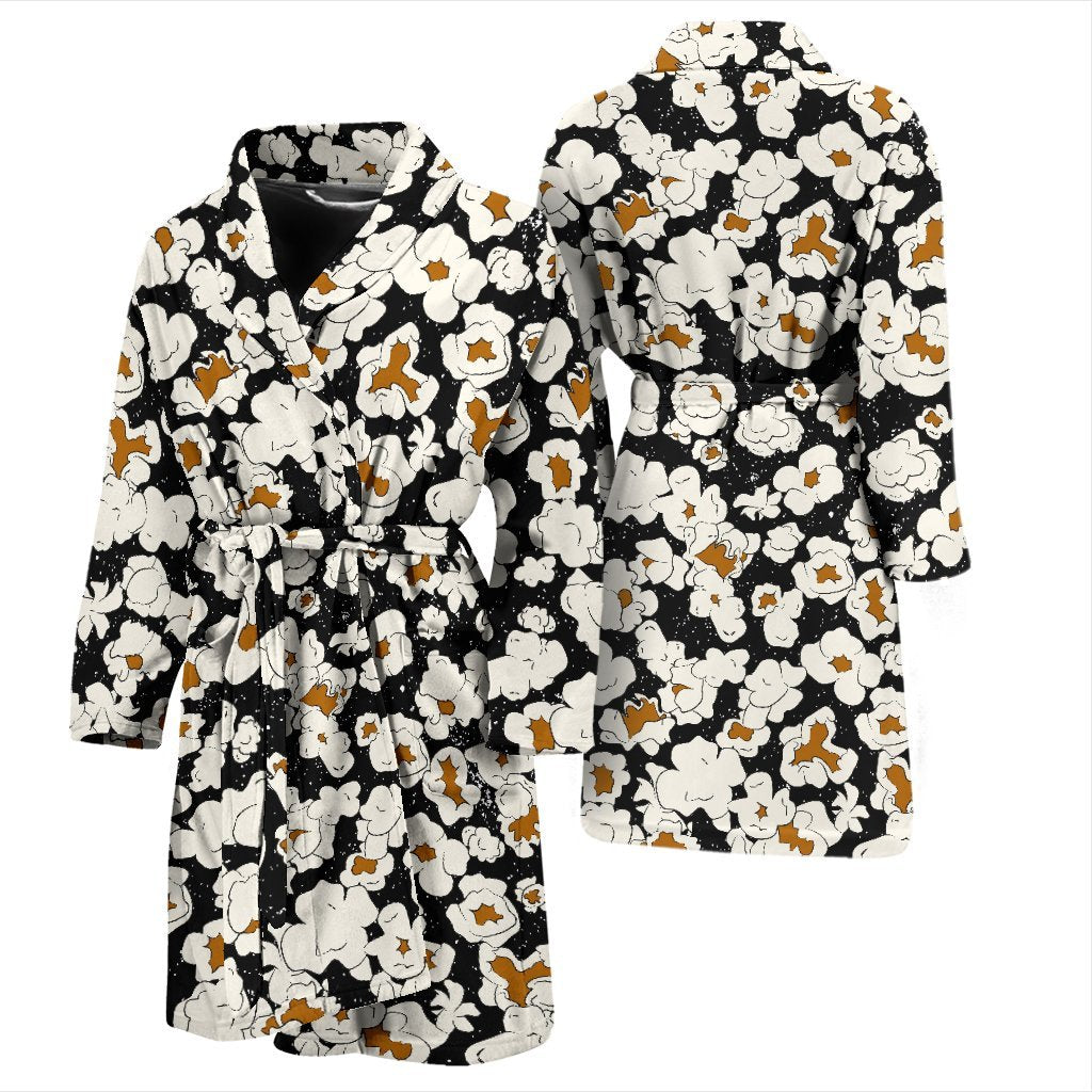 Popcorn Pattern Print Men Long Robe-grizzshop