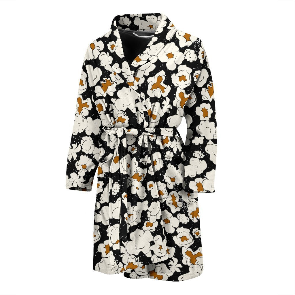 Popcorn Pattern Print Men Long Robe-grizzshop