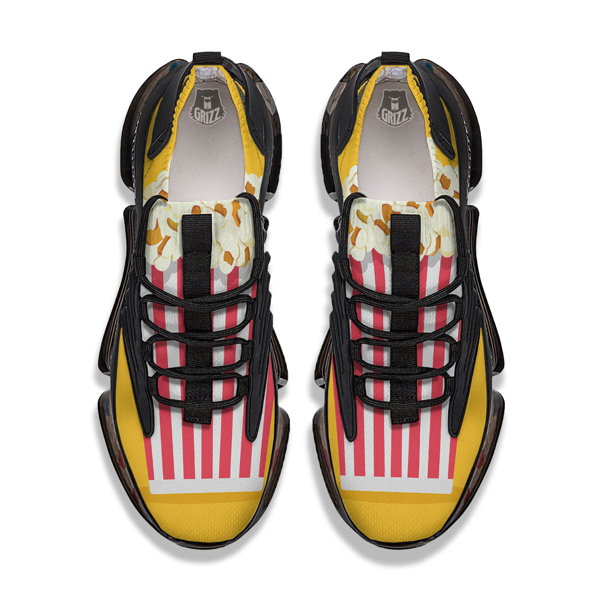 Popcorn Print Black Gym Shoes-grizzshop
