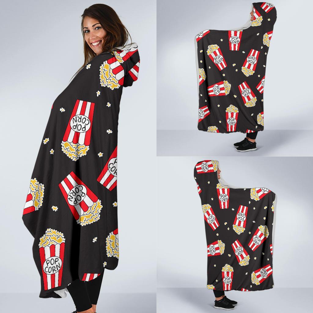 Popcorn Print Pattern Hooded Blanket-grizzshop