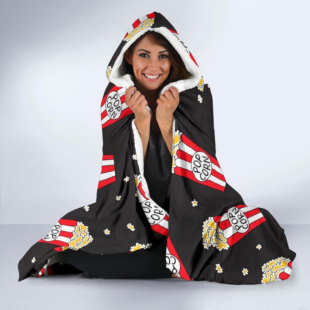 Popcorn Print Pattern Hooded Blanket-grizzshop