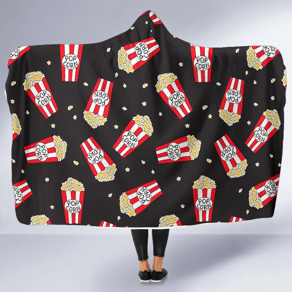 Popcorn Print Pattern Hooded Blanket-grizzshop