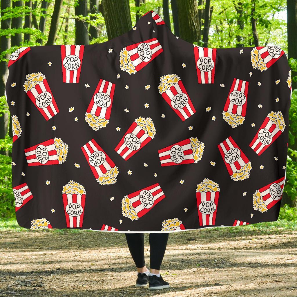 Popcorn Print Pattern Hooded Blanket-grizzshop
