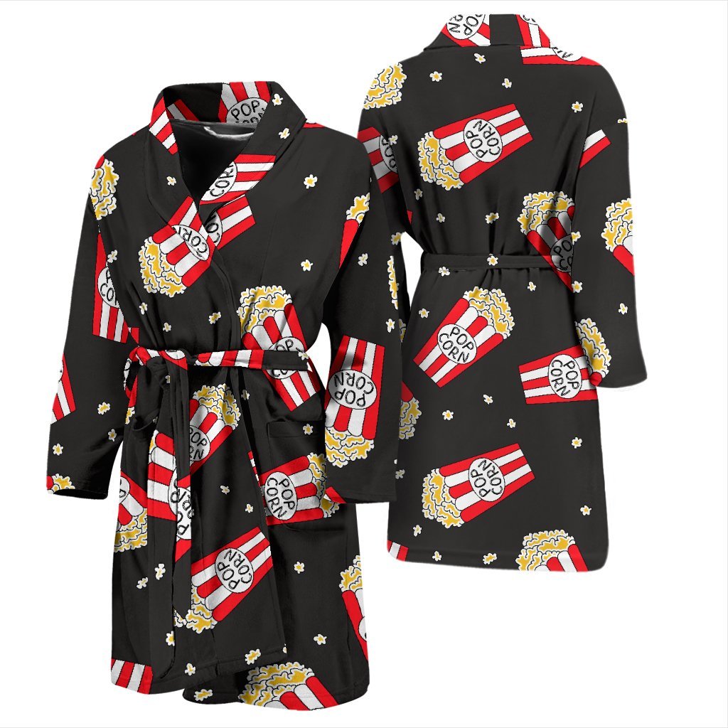 Popcorn Print Pattern Men Long Robe-grizzshop