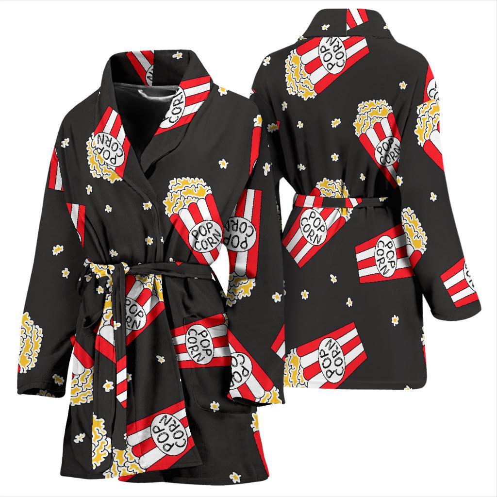 Popcorn Print Pattern Women Long Robe-grizzshop