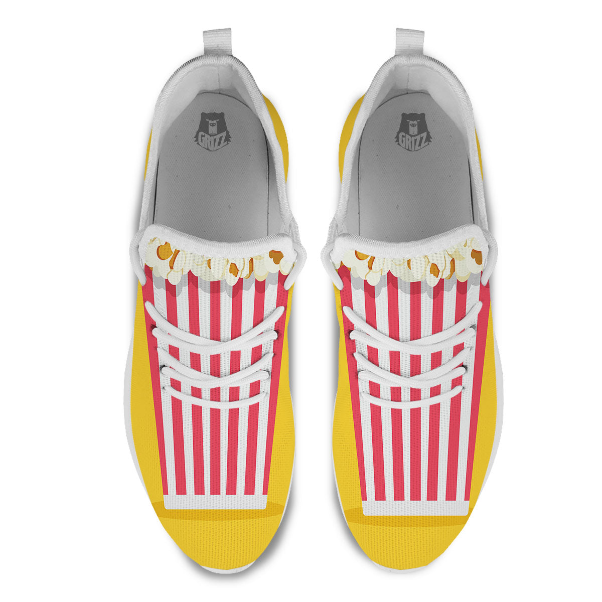 Popcorn Print White Athletic Shoes-grizzshop