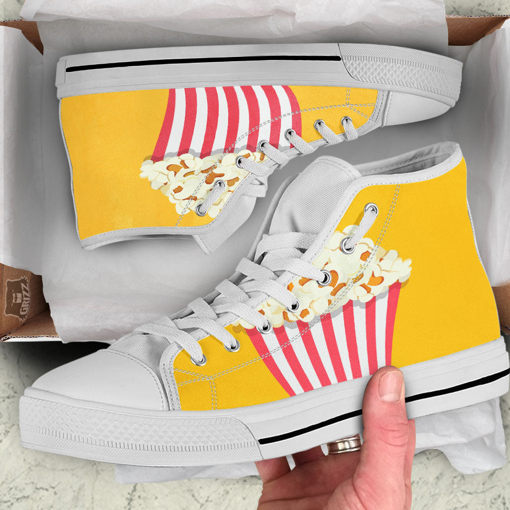 Popcorn Print White High Top Shoes-grizzshop