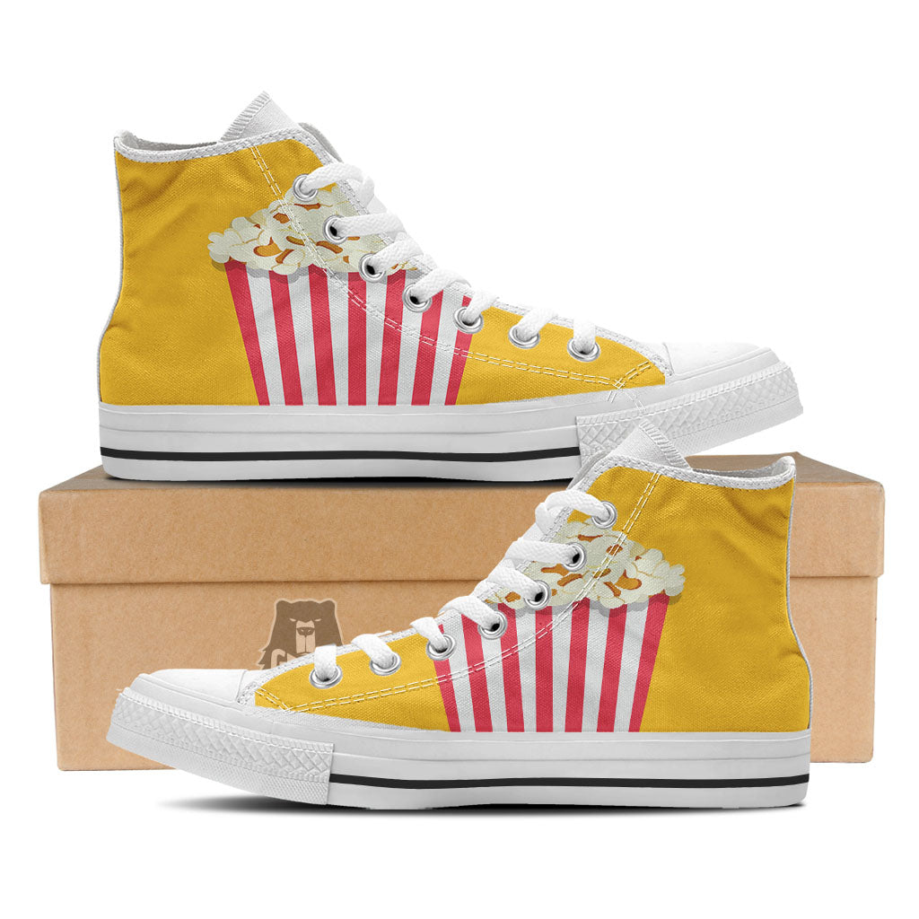 Popcorn Print White High Top Shoes-grizzshop