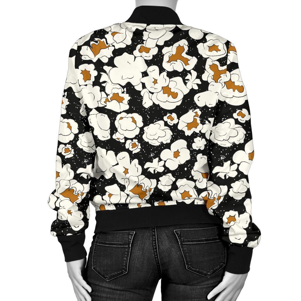 Popcorn Pattern Print Women Casual Bomber Jacket-grizzshop