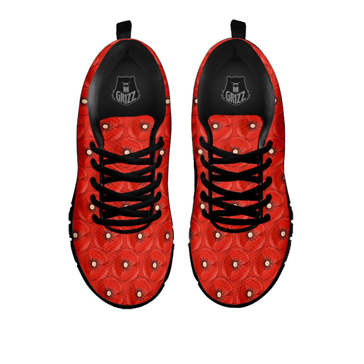 Poppy Armistice Day Print Pattern Black Sneaker-grizzshop