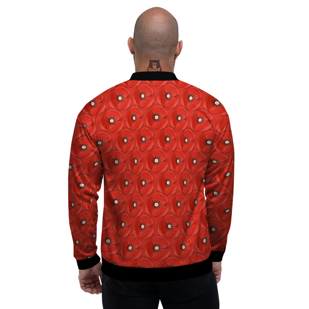 Poppy Armistice Day Print Pattern Men's Bomber Jacket-grizzshop