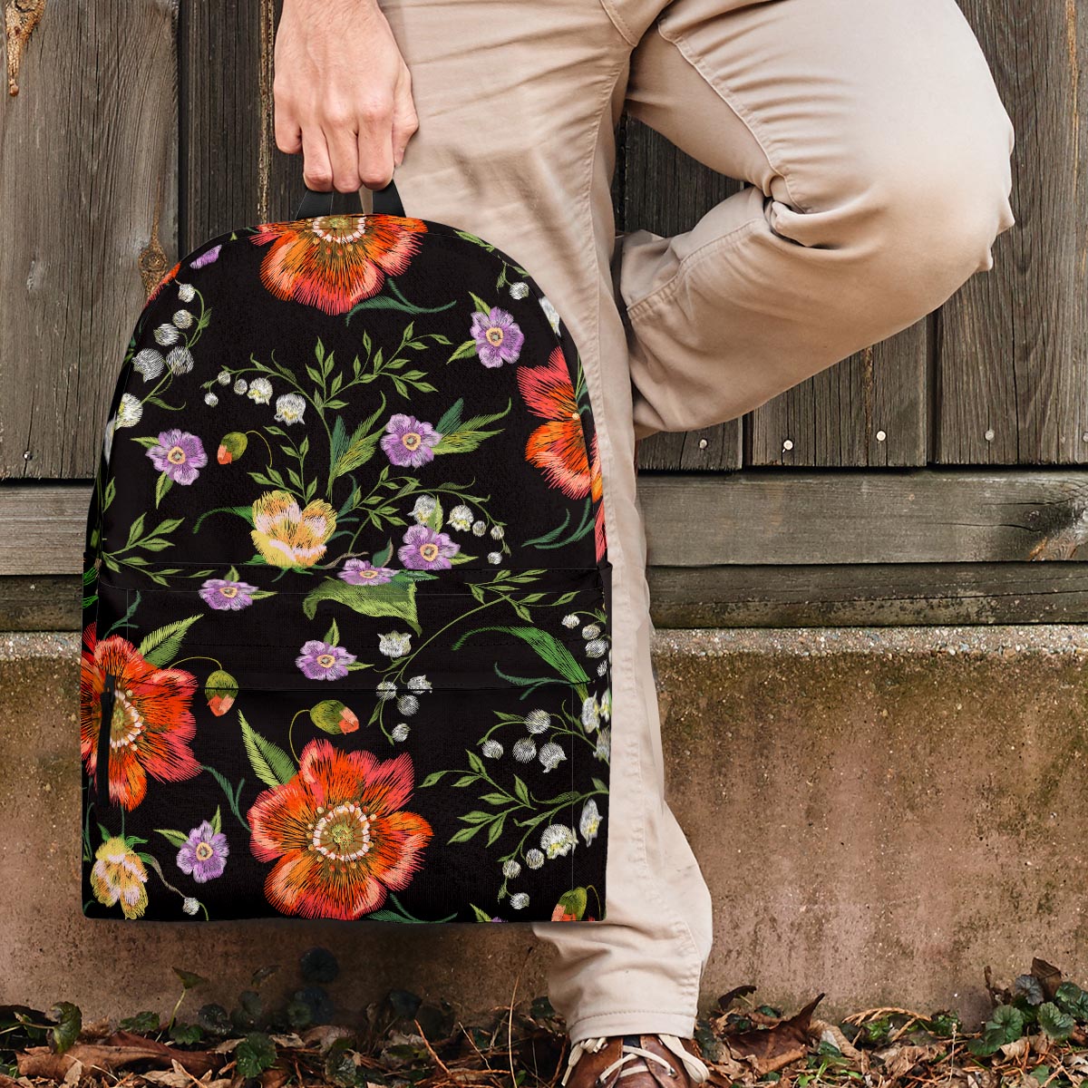 Poppy Floral Print Backpack-grizzshop