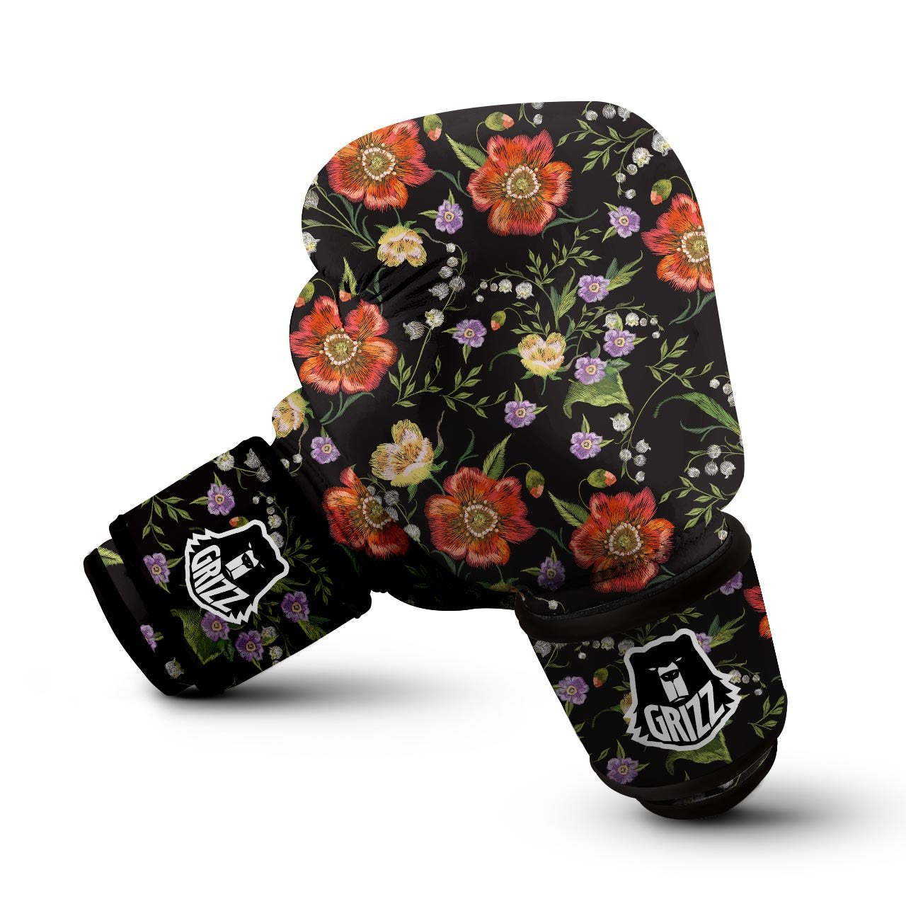 Poppy Floral Print Boxing Gloves-grizzshop